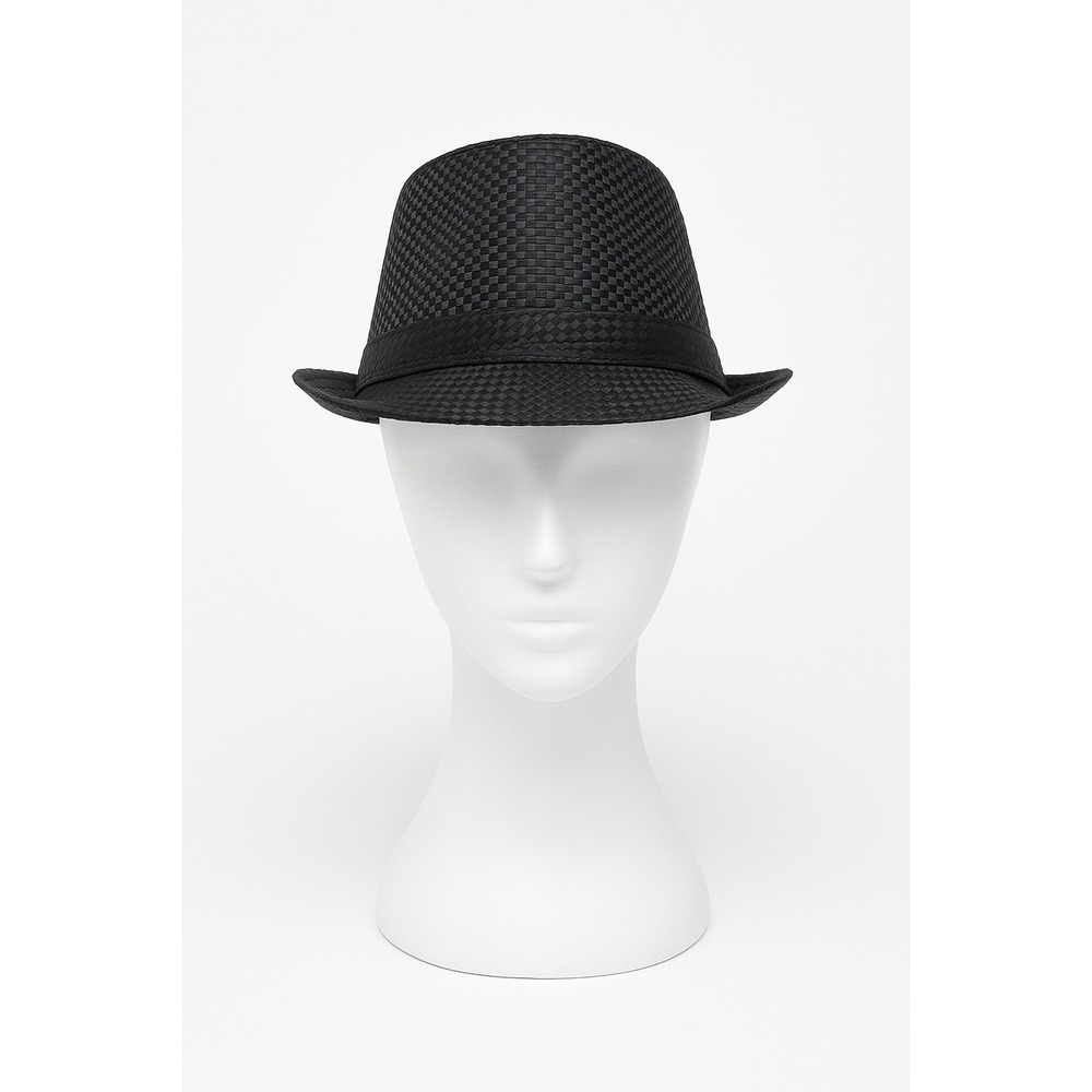 Kenny K Black Fedora Hat Textured‎ Check Pattern Medium Stylish Dress Hat